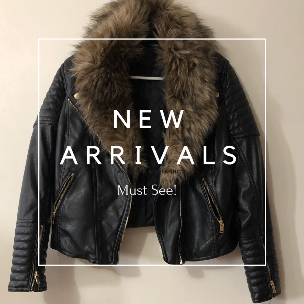 H&M Biker leather jacket with faux fur collar